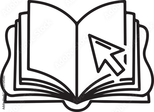 Book with bookmark icon set: vector illustration of an open book symbol with star and arrow design elements