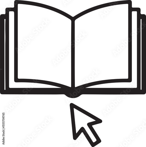 An open book with a bookmark features blank pages, perfect for education, literature, or your personal diary, presented as a classic vector icon for reading and design