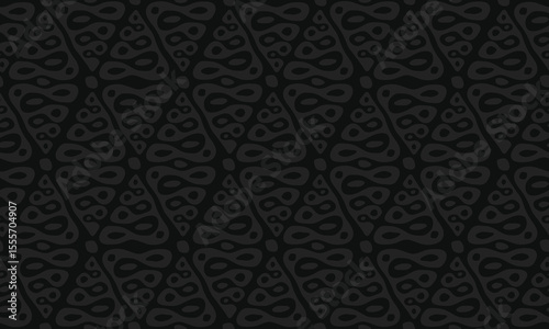Black ornate wallpaper, textile print. Seamless decorative hand drawn pattern. Endless background with ornamental decorative elements with traditional ethnic motives, tribal geometric figures. Vector