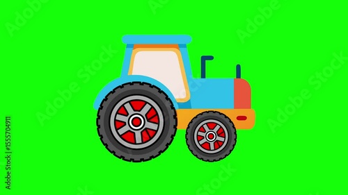 tractor on a Green screen  background