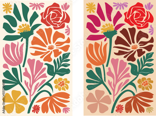 Colorful floral arrangements create a vibrant botanical display