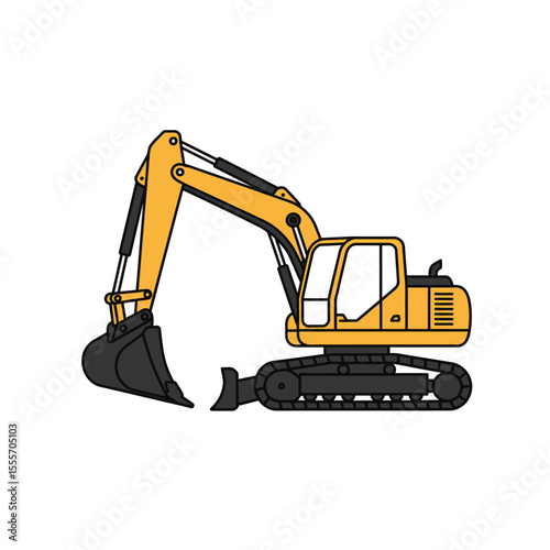 excavator on a white background
