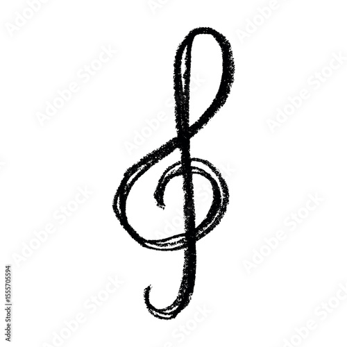 Treble clef doodle. Hand drawn musical symbol. Single element for print, web, design, decor, logo