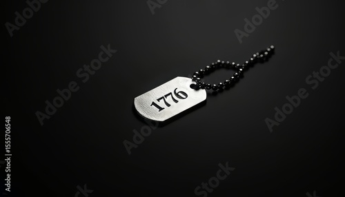 1776 Dog Tag Necklace with Beaded Chain