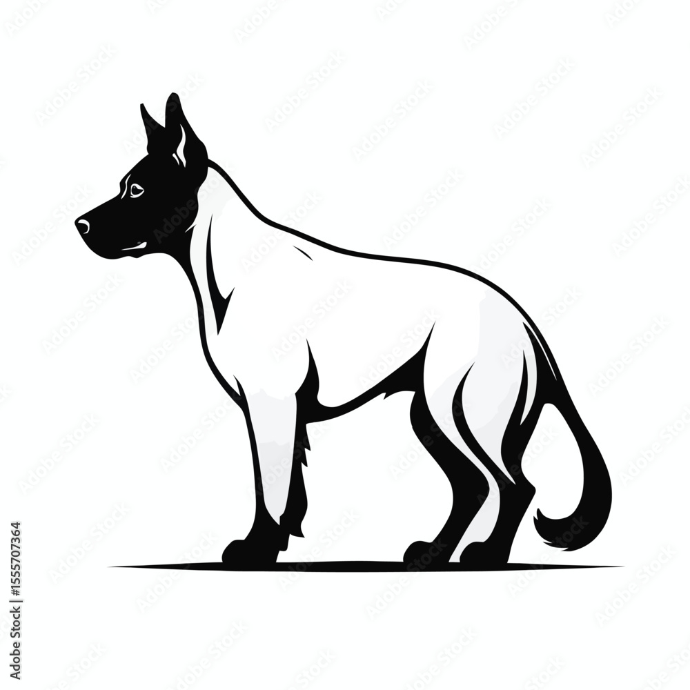 Obraz premium Fierce and loyal Doberman dog vector side profile silhouette