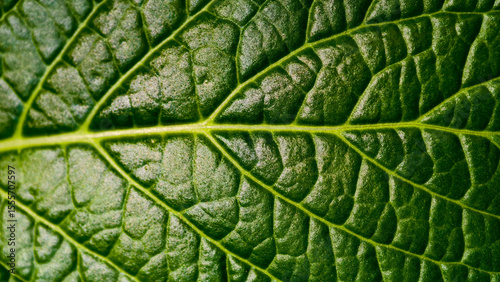 Wallpaper Mural Detailed close-up of a textured green leaf highlighting intricate vein patterns and vibrant Torontodigital.ca