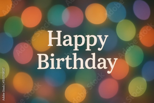 Happy Birthday with colorful bokeh background, vibrant lights, joyful celebration