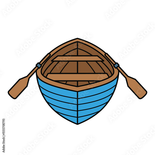Traditional rowing boat side view