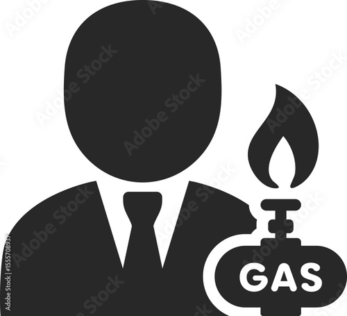Gas trader solid icon used in fuel market, energy trading, and oil industry designs.