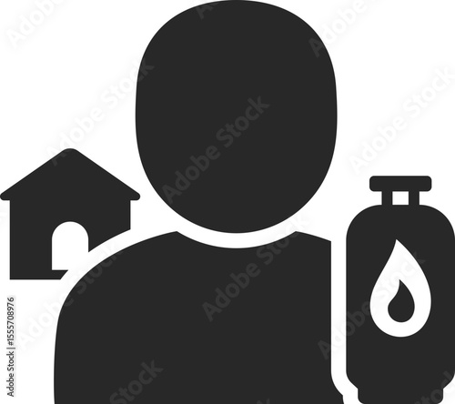 Gas supplier solid icon used in residential energy, fuel delivery, and utility service designs.