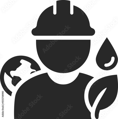 Environmental engineer solid icon used in sustainability, energy, and eco-industry designs.
