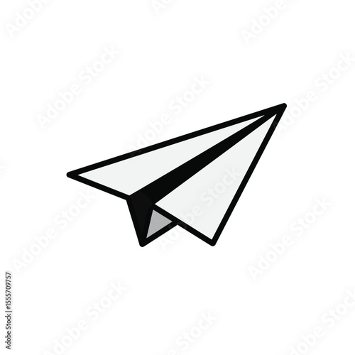 Isolated 3D origami paper airplane on a white background, symbolizing freedom and travel