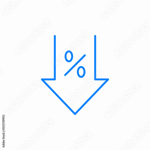 percentage decrease icon sign vector