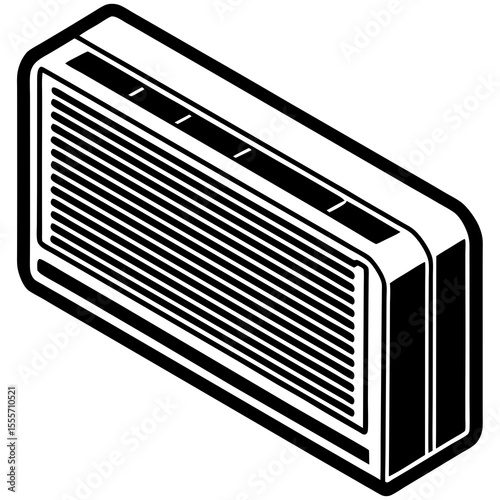 Air Conditioner Unit Outline Vector | Generative AI Linocut Silhouette Design