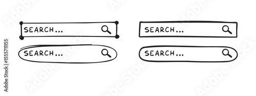 Doodle search bar hand drawn icon. Searching bars