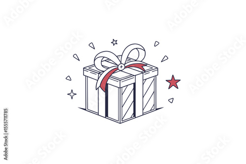 shiny metallic gift box glass icon