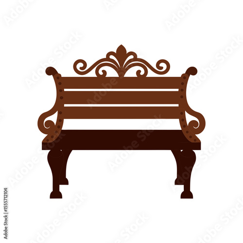  wooden bench vector art illustration