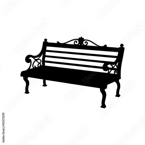  wooden bench vector art illustration