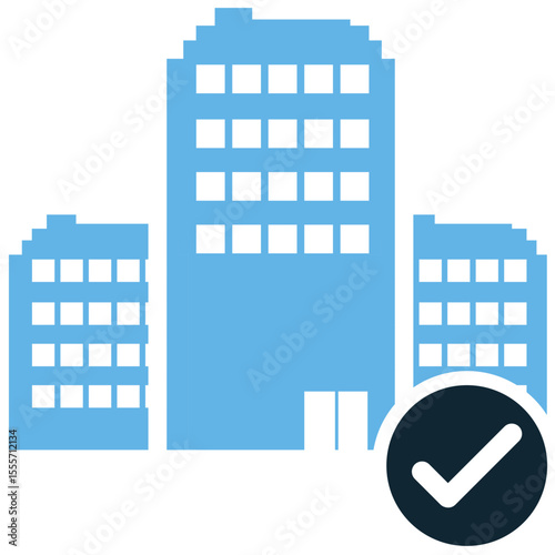 Ready for use building icon vector, signifying a completed structure ready for occupancy. Ideal for real estate listings, finished projects, new developments, and available properties.