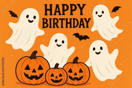 Spooky Halloween birthday fun with ghosts, pumpkins, and festive atmosphere