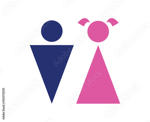 Toilet restroom sign element vector icon for public navigation symbol. Male Blue and female pink color.