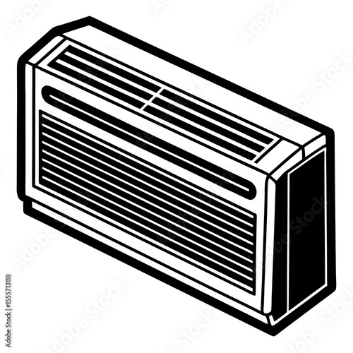 Air Conditioner Unit Outline Vector | Generative AI Linocut Silhouette Design