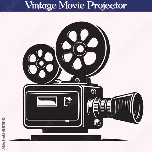 Vintage Movie camera silhouette vector illustration design