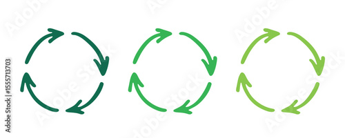 Hand drawn recycle arrow icon Recycling resources symbol Reuse of materials, zero waste, green environment, saving the planet