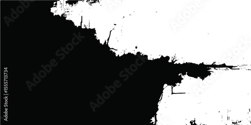 Abstract grunge background with black ink splat pattern, a textured vector illustration of dirty paint splashes and artistic stains, perfect for design elements or borders