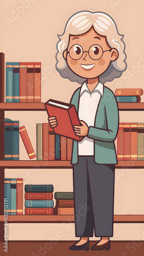 professor in the library