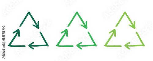 Hand drawn recycle arrow icon Recycling resources symbol Reuse of materials, zero waste, green environment, saving the planet