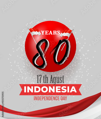 Illustration of Indonesian Independence Day greeting card