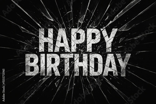 Shattered effect with Happy Birthday message, dynamic design, dark celebration theme