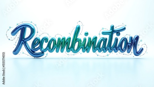 Text artwork featuring the word recombination with flowing blue colors and decorations
