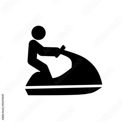 Jet Ski Icon – Black Silhouette of Person Riding Water Scooter Symbol