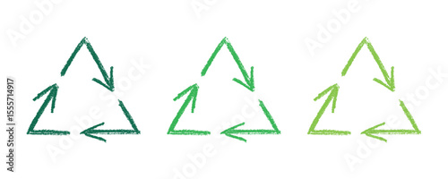 Hand drawn recycle arrow icon Recycling resources symbol Reuse of materials, zero waste, green environment, saving the planet