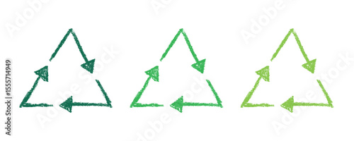 Hand drawn recycle arrow icon Recycling resources symbol Reuse of materials, zero waste, green environment, saving the planet