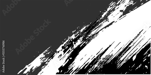 White brush painting over the black background