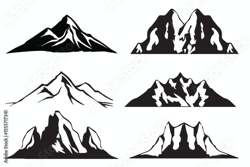 mountain vector, mountain black, hill, mountain silhouette Free Vector