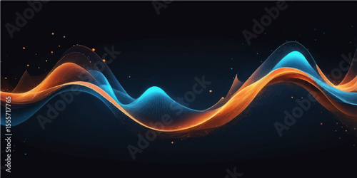 Abstract background featuring glowing light waves and fractal curves with a fiery, neon effect