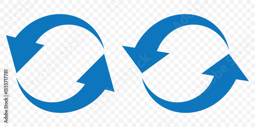 circle arrow icon set. Blue circular arrow icon, refresh, reload arrow icon symbol sign. Blue Reload vector icon set. repeat vector. restart or reset sign. Repeat cycle symbol. Blue rotation arrows.