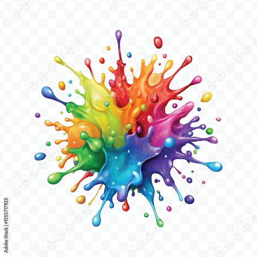 realistic 3d smooth acrylic paint stain or  paint splash and explosion isolated on transparent background