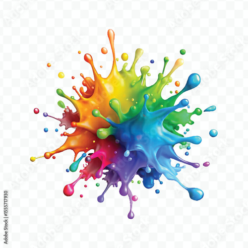 realistic 3d smooth acrylic paint stain or  paint splash and explosion isolated on transparent background