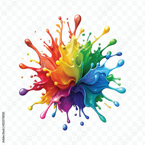 realistic 3d smooth acrylic paint stain or  paint splash and explosion isolated on transparent background