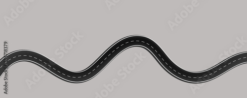 Flat roadway illustration isolated on a white background.	