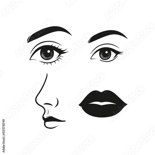 Woman face parts set vector