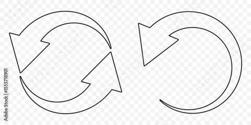 Repeat reload arrow icon outline illustration vector symbol in Stroke on Transparent Background. EPS 10.