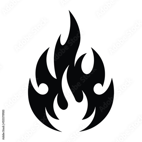 Tribal Fire Flame Silhouette Tattoo Design