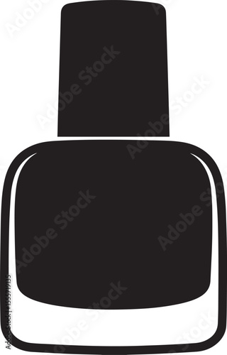 Nail Polish Bottle Silhouette in Black | Beauty Cosmetic Icon Illustration Vector Format