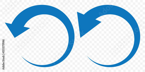 circle arrow icon set. Blue circular arrow icon, refresh, reload arrow icon symbol sign. Blue Reload vector icon set. repeat vector. restart or reset sign. Repeat cycle symbol. Blue rotation arrows.